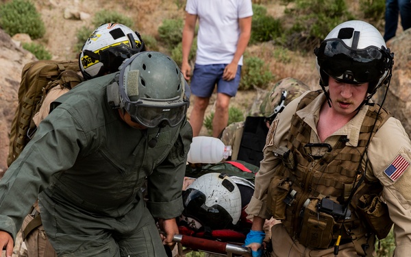 The Black Knights perform a casualty evacuation exercise