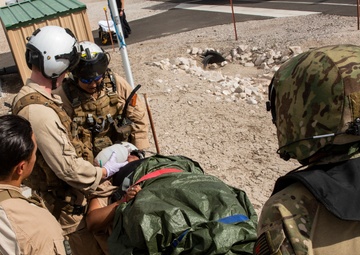 The Black Knights perform a casualty evacuation exercise