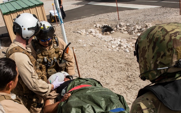 The Black Knights perform a casualty evacuation exercise