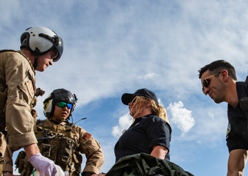 The Black Knights perform a casualty evacuation exercise