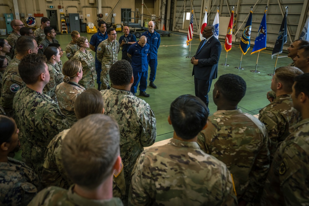 SECDEF Visits Service members in Japan