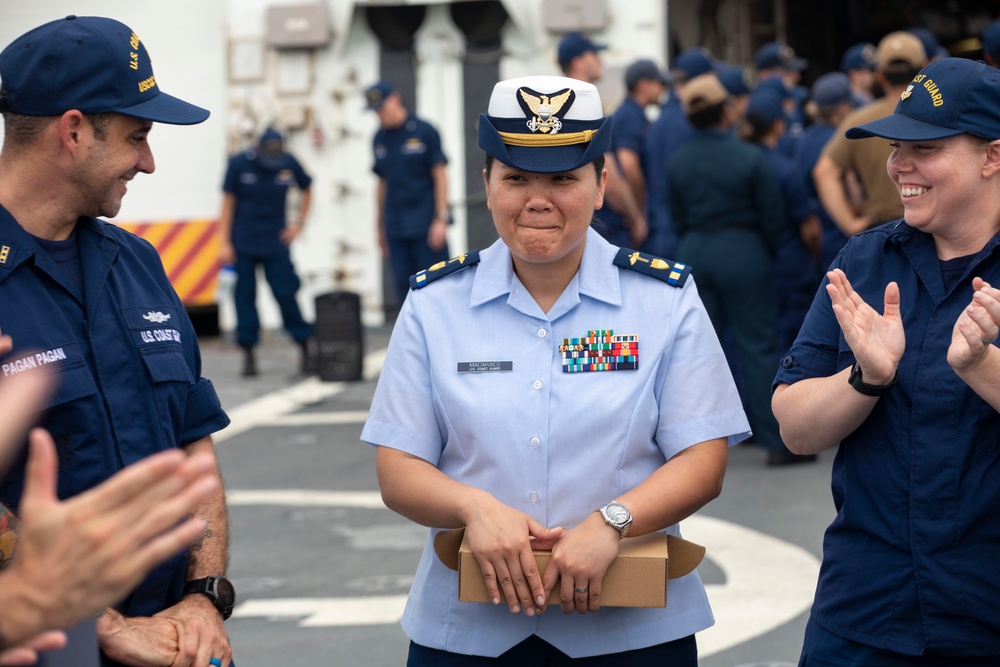 Filipina-American Coast Guard Sailor Becomes a Warrant Officer During Western Pacific Patrol