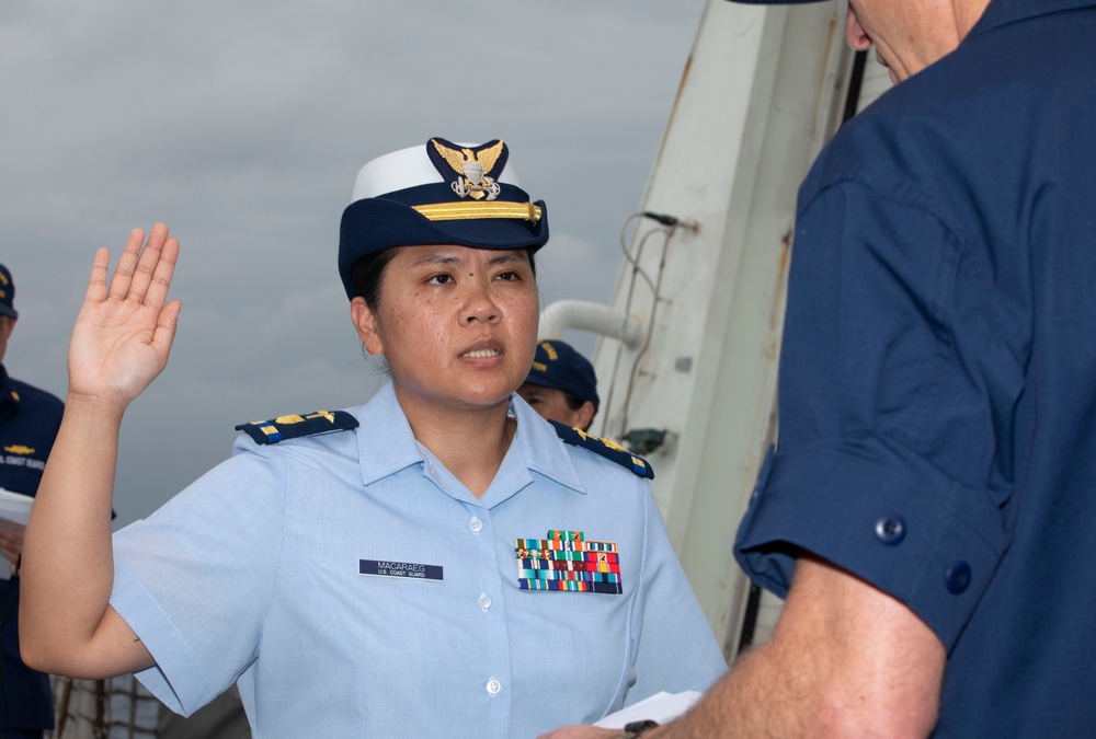 Filipina-American Coast Guard Sailor Becomes a Warrant Officer During Western Pacific Patrol