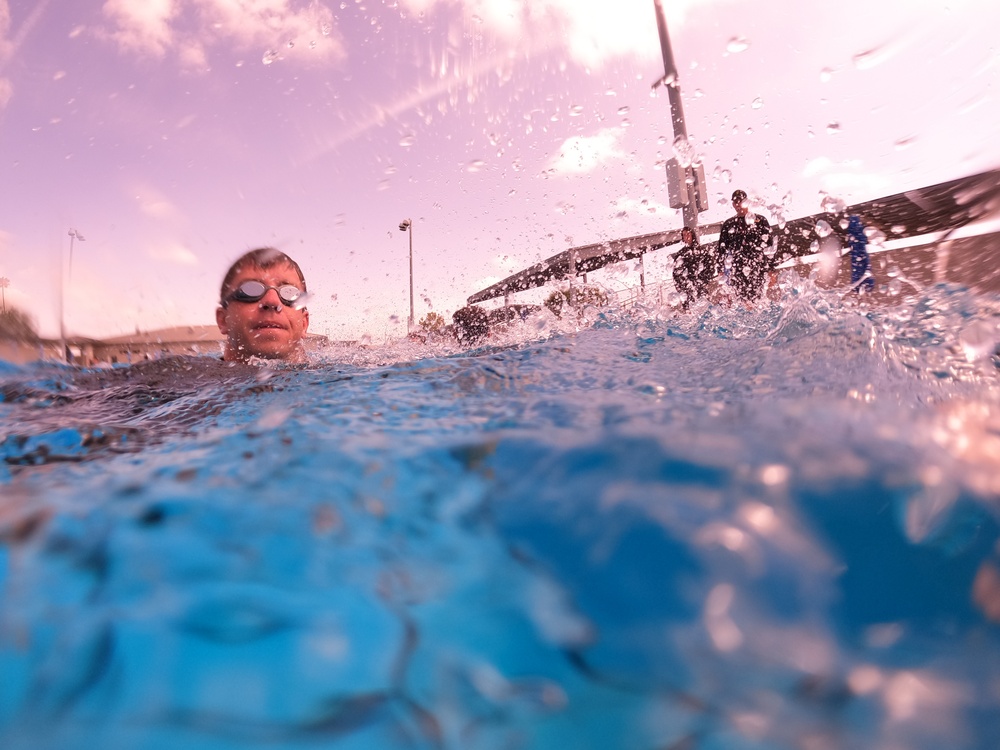 Servicemembers participate in Marine Corps Instructor of Water Survival course