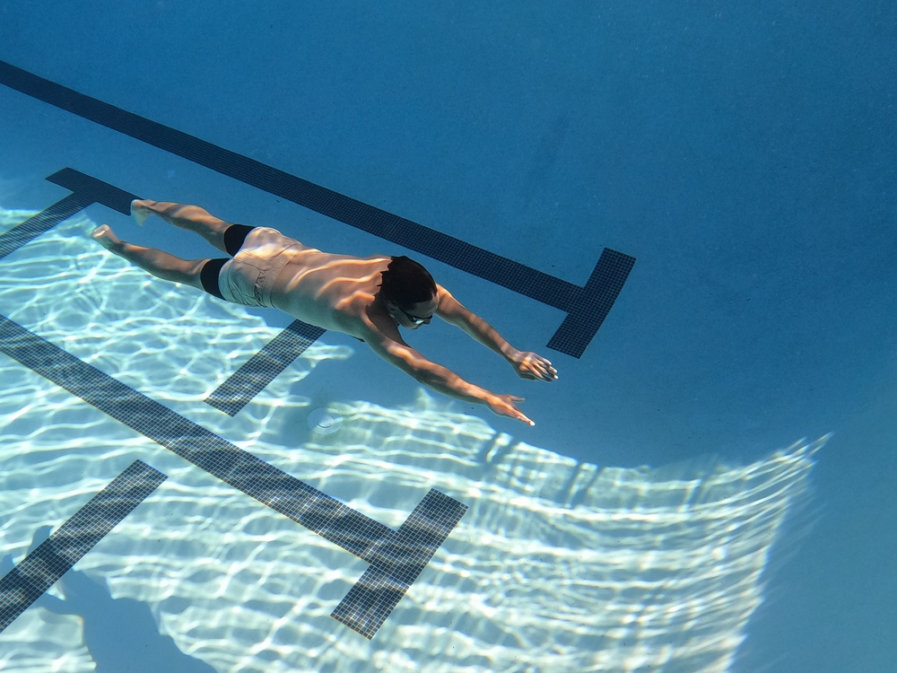 Servicemembers participate in Marine Corps Instructor of Water Survival course