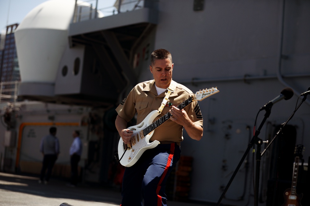 Quantico Marine Corps Rock Band Preforms On Wasp During Fleet