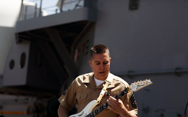 Quantico Marine Corps Rock Band Preforms On Wasp During Fleet