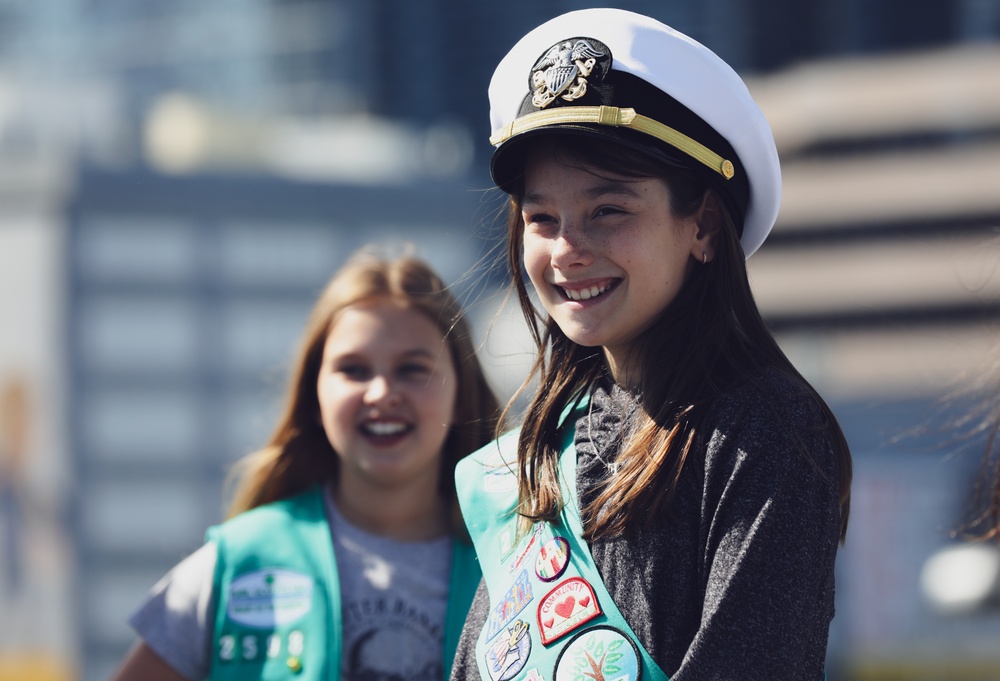 Girl Scouts Tour Wasp During Fleet Week