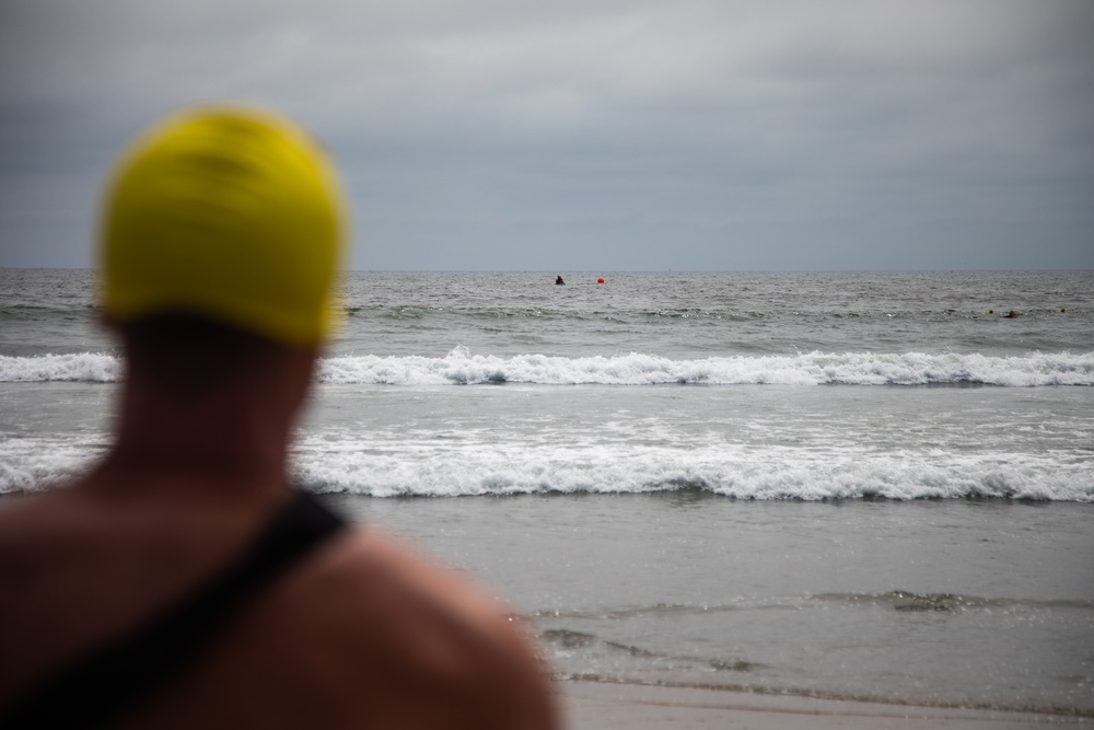 Servicemembers perform simulated rescues in Marine Corps Instructor of Water Survival course