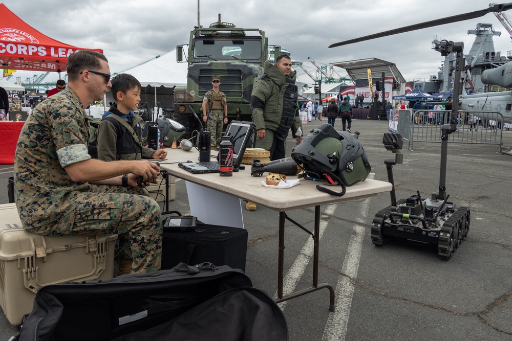 Marines display equipment during Los Angeles Fleet Week