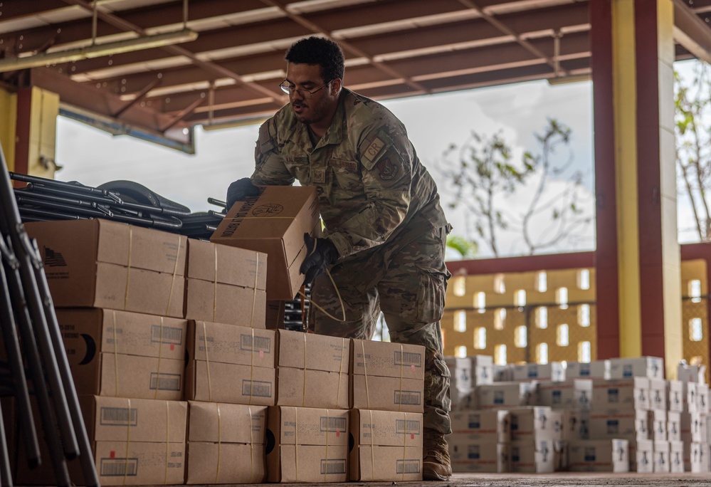 Team Andersen and FEMA distribute typhoon relief supplies to the villages in Guam