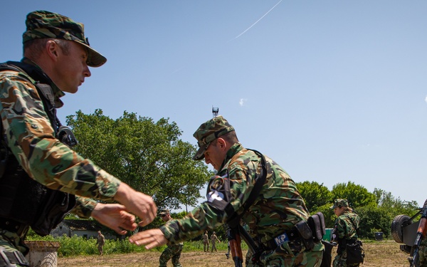 Bulgarian Military Police Service demonstrates VIP escort and protection techniques to Soldiers