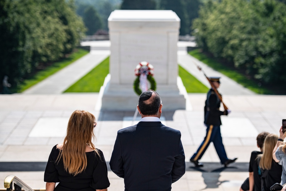 Israel Ministry of Defense Director of the Department for Families and Commemoration Arye Mualem Participates in a Public Wreath-Laying Ceremony at the Tomb of the Unknown Soldier