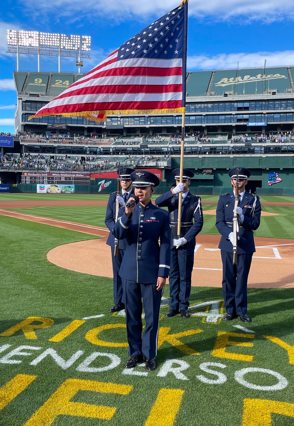 A1C Angst Sings Anthem at Oakland A's