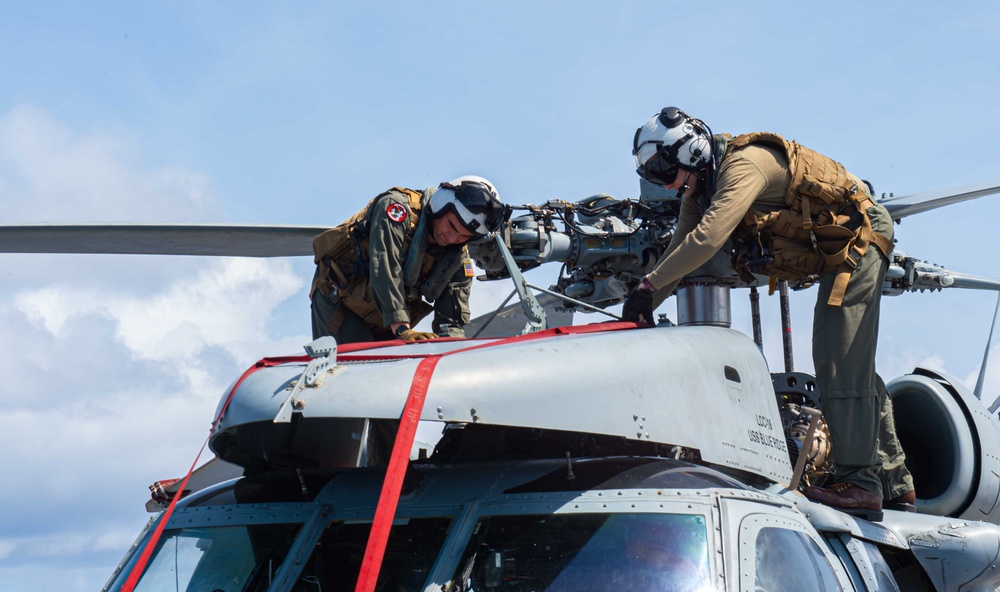 Blue Ridge Conduct Flight Operations at Sea