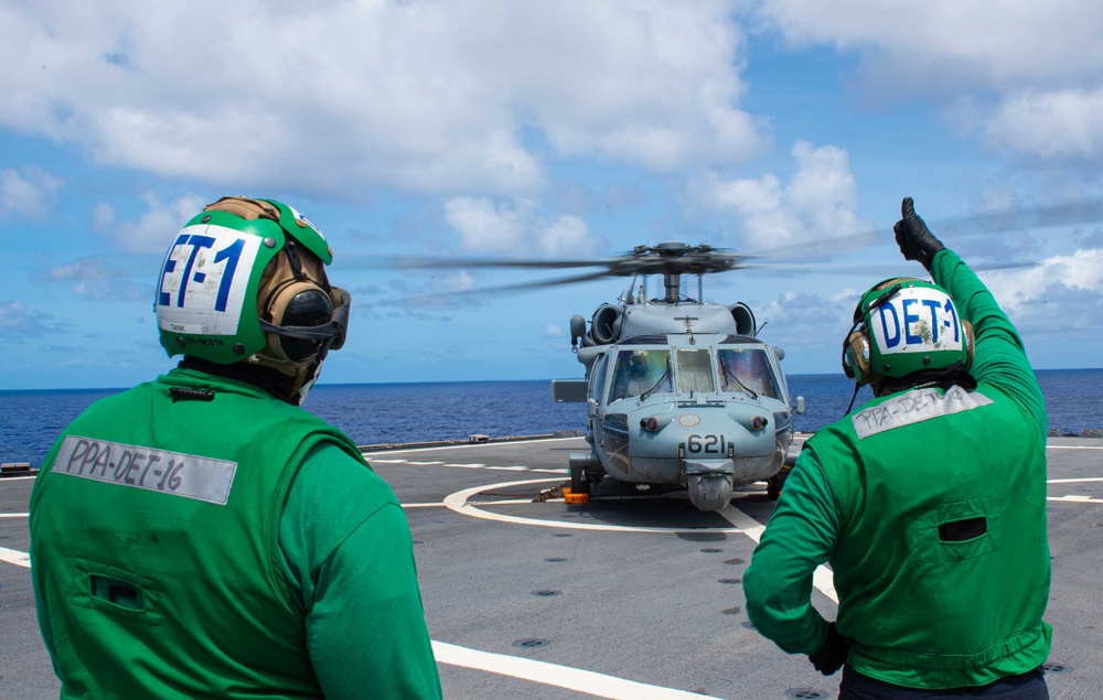 Blue Ridge Conduct Flight Operations at Sea