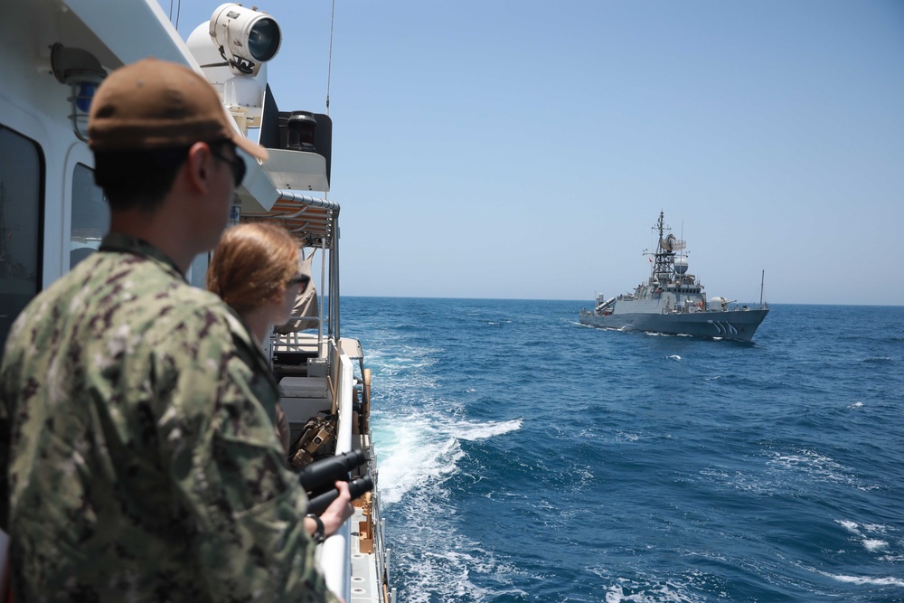 U.S. Coast Guard Cutter Sails with Royal Saudi Navy ship and USV