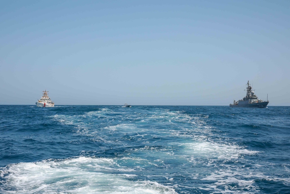 U.S. Coast Guard Cutter Sails with Royal Saudi Navy ship and USV