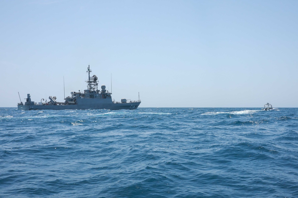 U.S. Coast Guard Cutter Sails with Royal Saudi Navy ship and USV