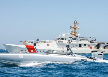U.S. Coast Guard Cutter Sails with Royal Saudi Navy ship and USV