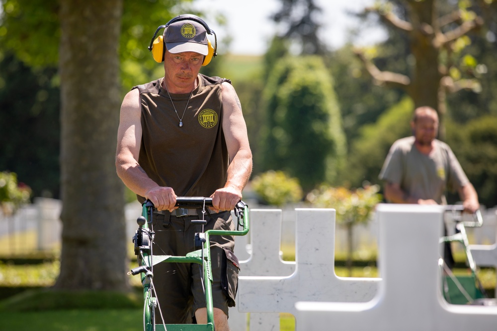 Ground crews prepare Oise-Aisne American Cemetery