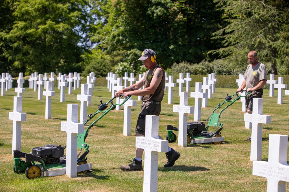 Ground crews prepare Oise-Aisne American Cemetery