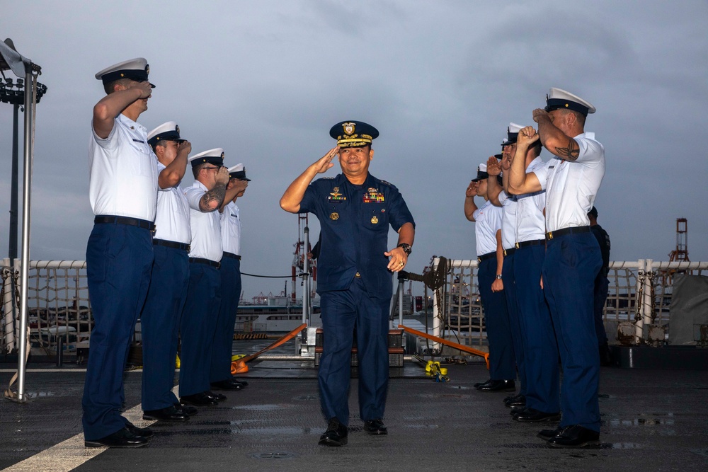 U.S. Coast Guard Cutter Stratton hosts shipboard dinner to commemorate trilateral engagement