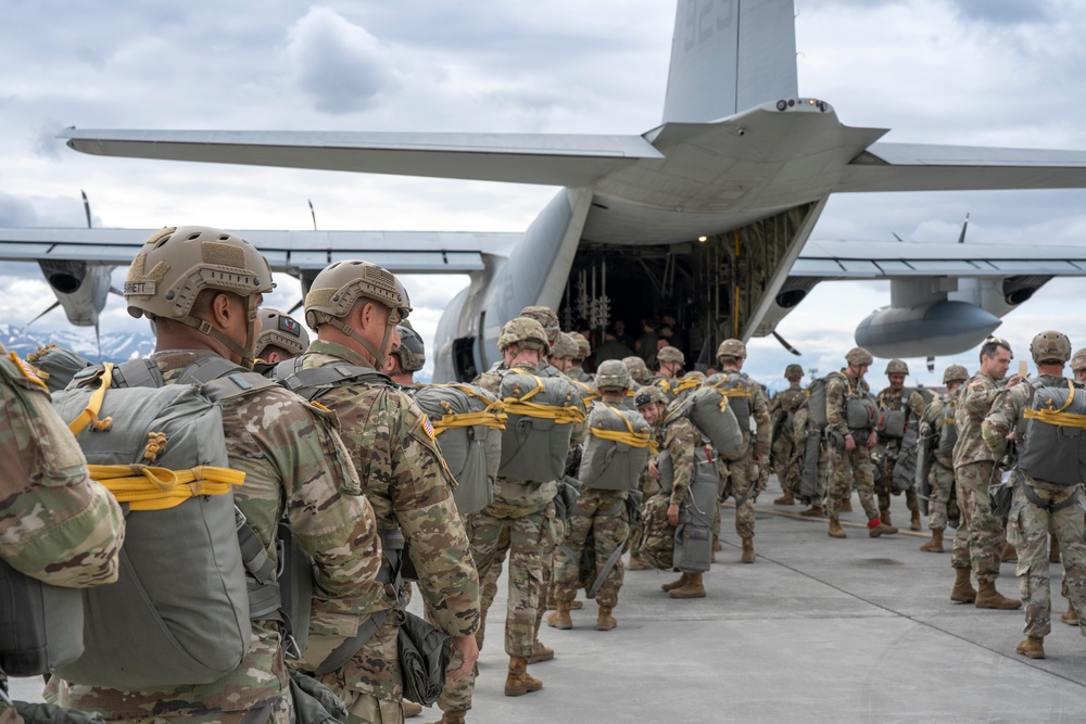 1-509th and 3-509th Infantry Regiments jump together celebrating Geronimo unit lineage