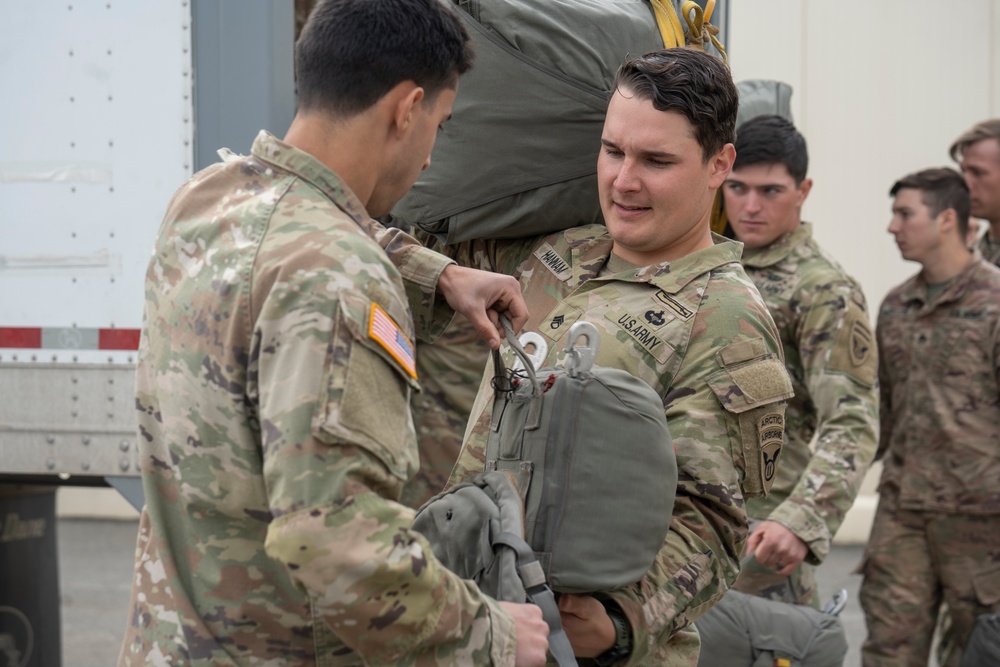 1-509th and 3-509th Infantry Regiments jump together celebrating Geronimo unit lineage