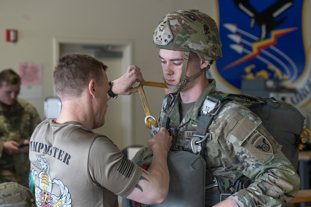 1-509th and 3-509th Infantry Regiments jump together celebrating Geronimo unit lineage