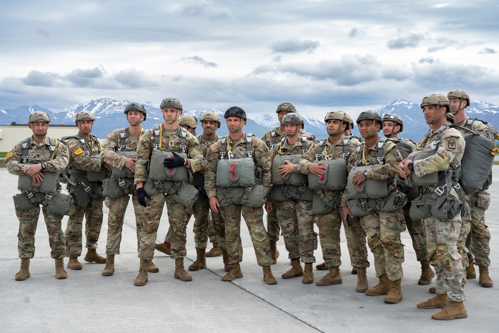 1-509th and 3-509th Infantry Regiments jump together celebrating Geronimo unit lineage