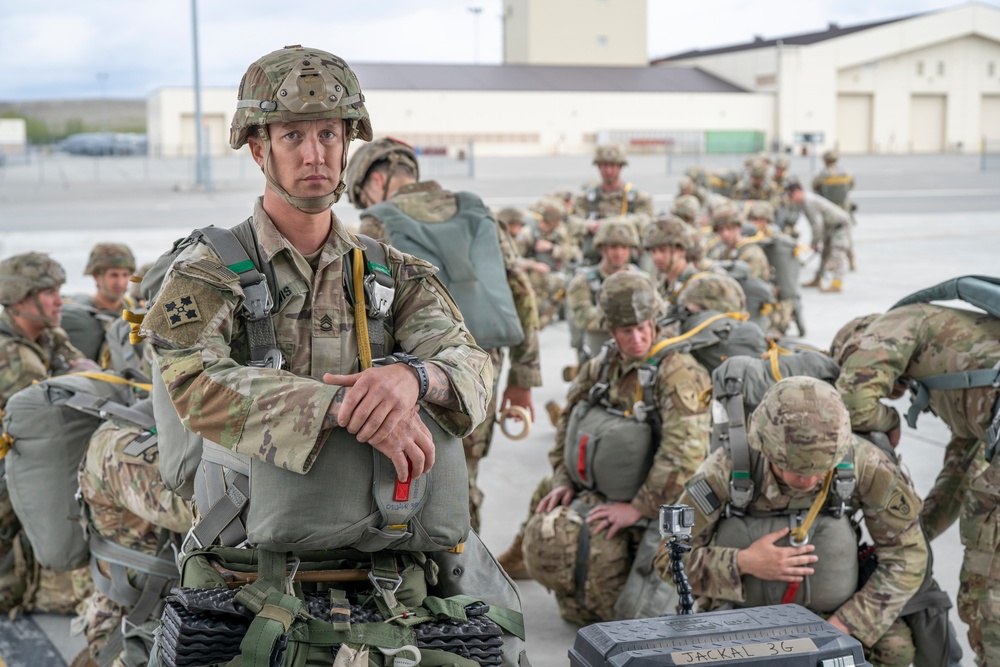 1-509th and 3-509th Infantry Regiments jump together celebrating Geronimo unit lineage