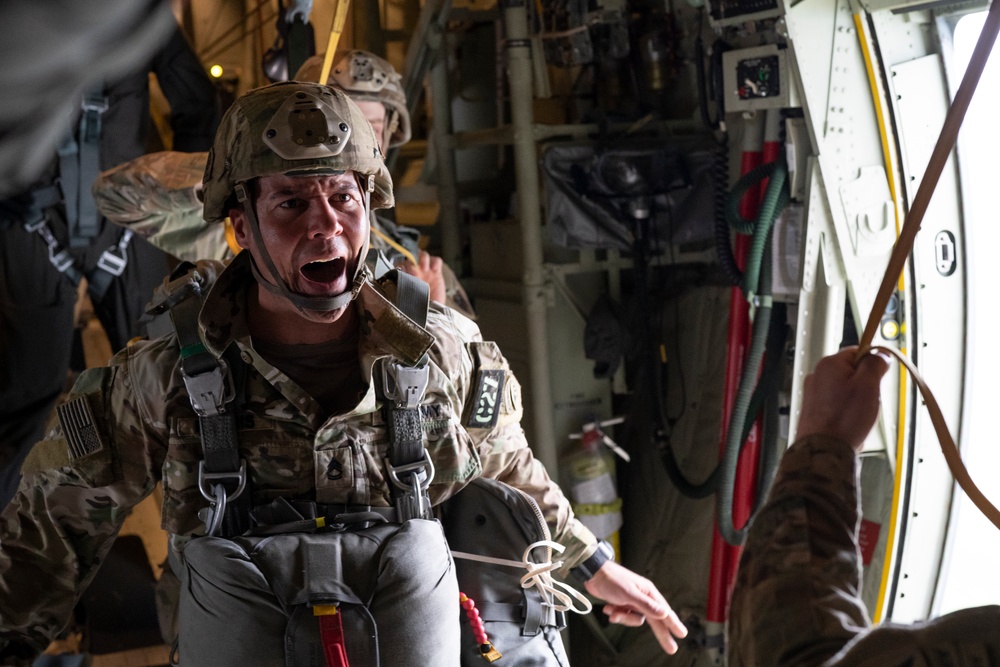 1-509th and 3-509th Infantry Regiments jump together celebrating Geronimo unit lineage