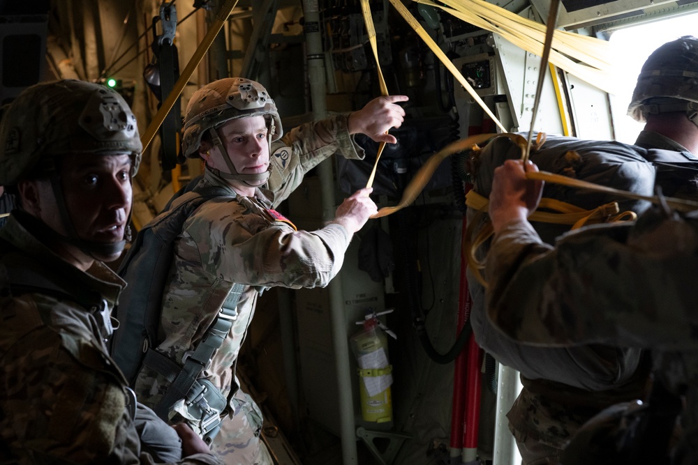 1-509th and 3-509th Infantry Regiments jump together celebrating Geronimo unit lineage