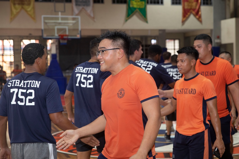 U.S. Coast Guard Cutter Stratton plays basketball tournament with Japan and Philippine coast guards