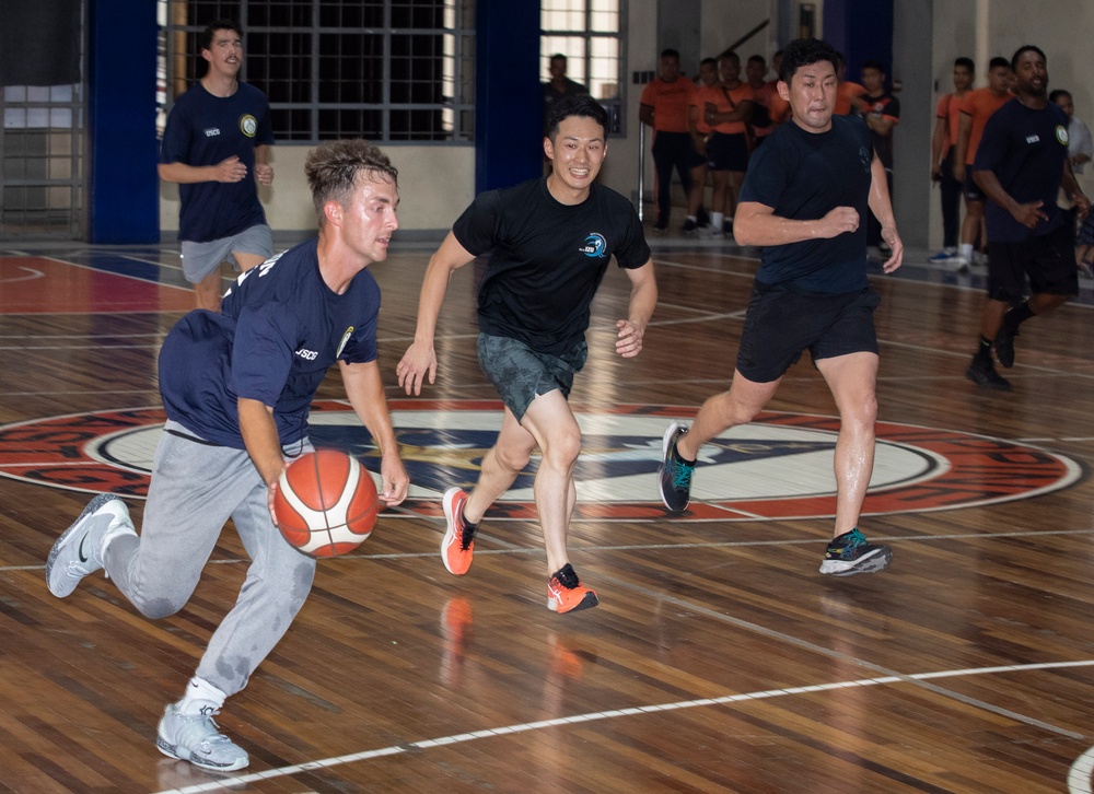 U.S. Coast Guard Cutter Stratton plays basketball tournament with Japan and Philippine coast guards