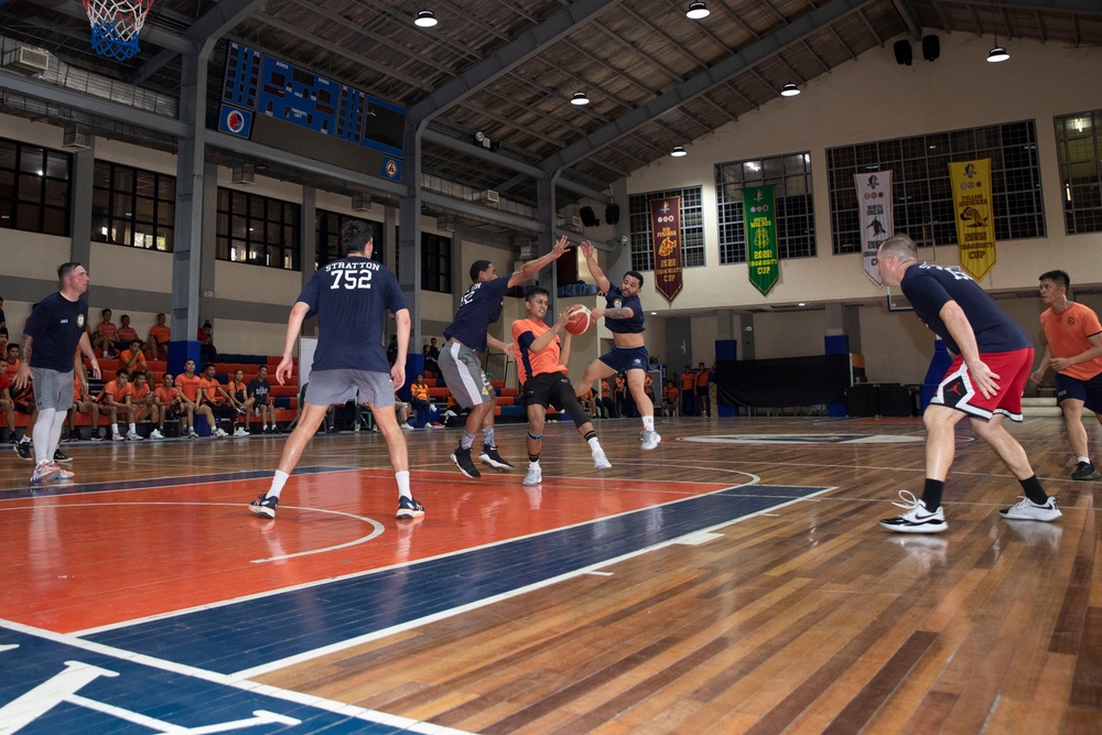 U.S. Coast Guard Cutter Stratton plays basketball tournament with Japan and Philippine coast guards