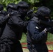 Soldiers assigned to the 508 Military Police Company display room clearing maneuvers to Albanian military police during DEFENDER 23