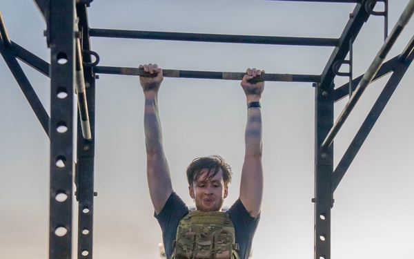 Service members deployed to Camp Lemonnier, Djibouti, perform “The Murph Challenge”