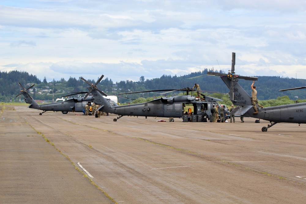 943d Maintenance Squadron inspects HH-60G Pave Hawk helicopters