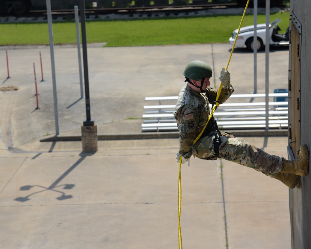 147th Security Forces Squadron participates in rappel training