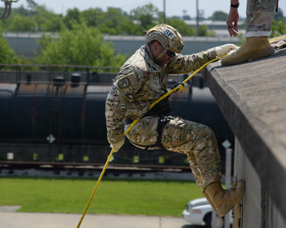 147th Security Forces Squadron participates in rappel training