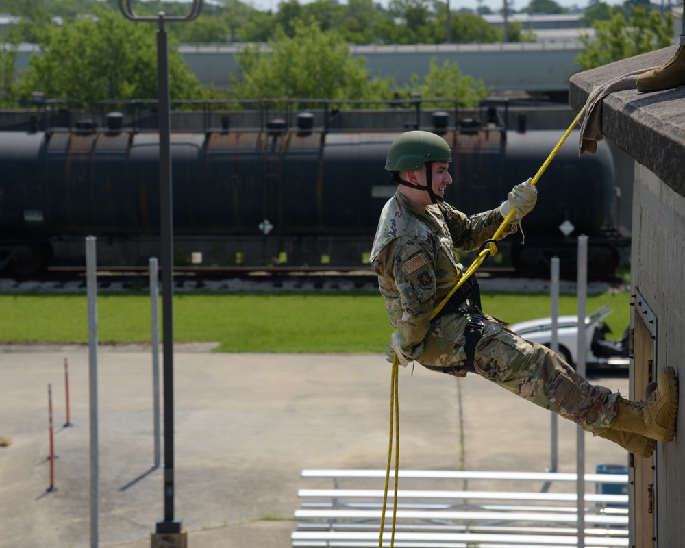 147th Security Forces Squadron participates in rappel training