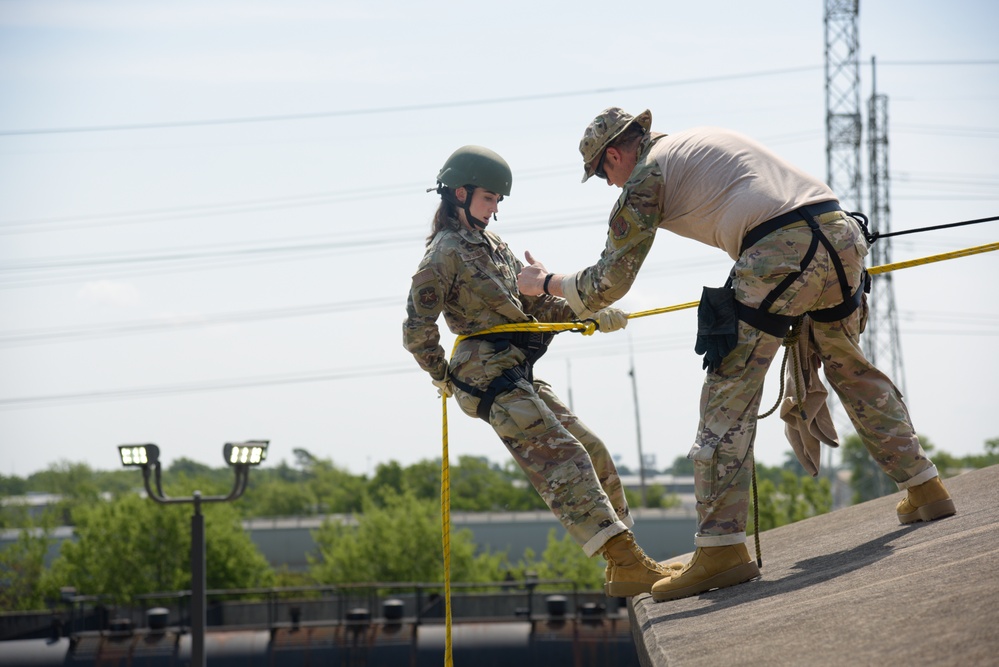 147th Security Forces Squadron participates in rappel training