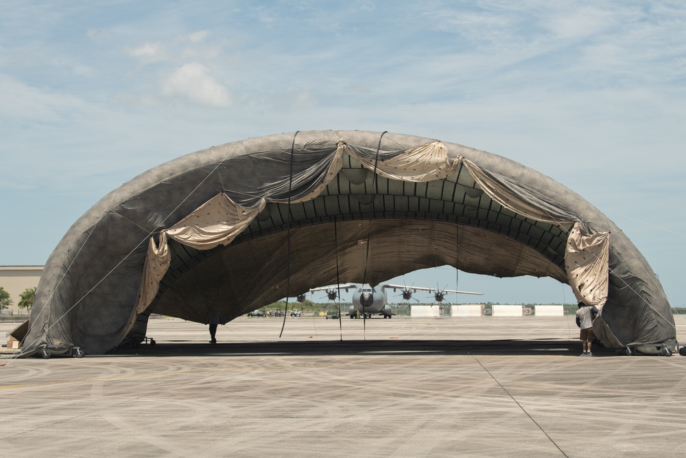 A prototype portable camoflage, concealment and deception hangar