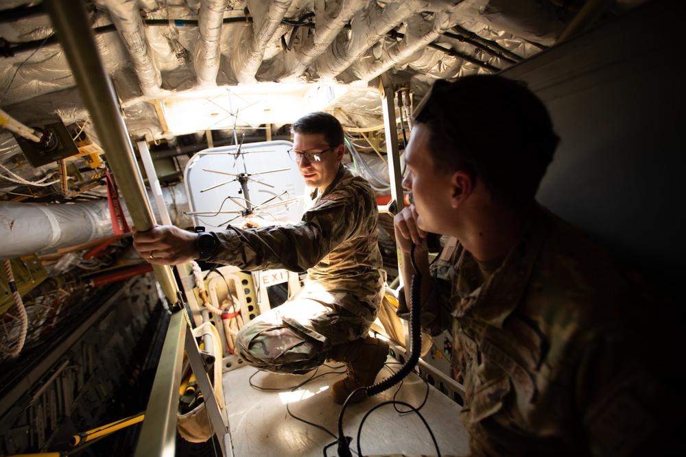 Airmen Set Up Portable Satellite Communications Kit