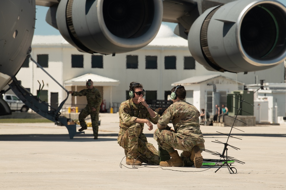 Airmen Set Up Portable Satellite Communications Kit