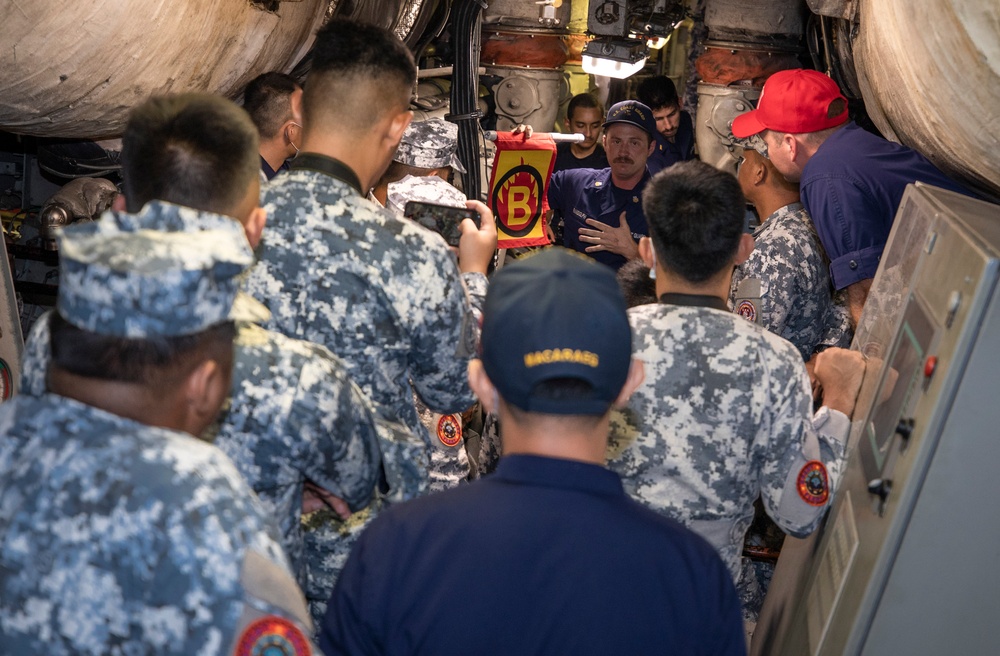 U.S. Coast Guard Cutter Stratton Conducts Damage Control Drills as Part of Trilateral Engagement with Japan and Philippine Coast Guards