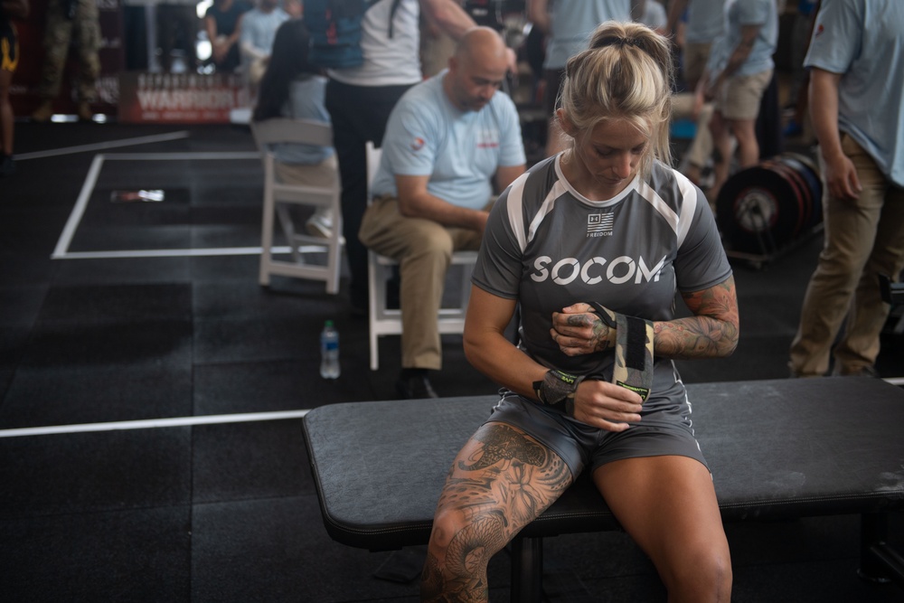 USSOCOM competes in the powerlifting competition during DoD’s 2023 Warrior Games Challenge