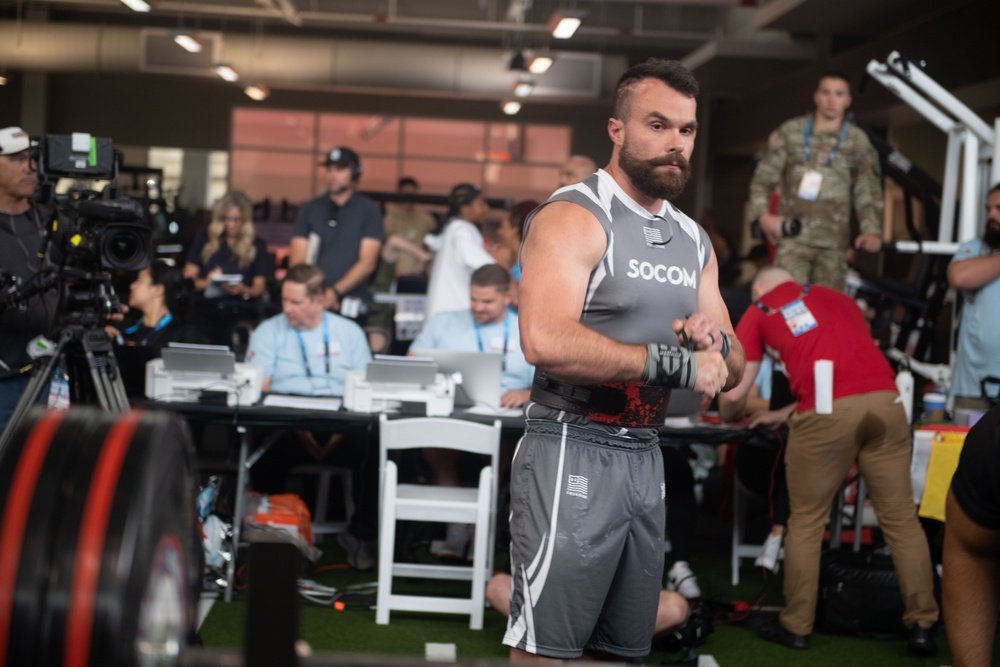 USSOCOM competes in the powerlifting competition during DoD’s 2023 Warrior Games Challenge